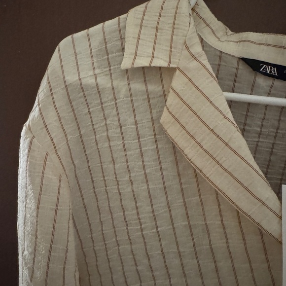 Zara Cream Striped Women's Top - Picture 5 of 8